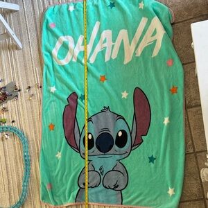 a.n.a Ohana Stitch Aqua Blue and Pink Throw Blanket